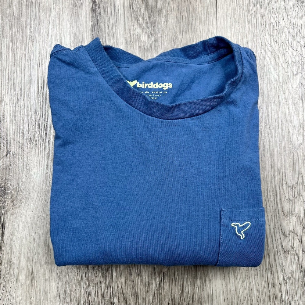Birddogs Long Sleeve Pocket T-Shirt Mens Size M Medium Blue